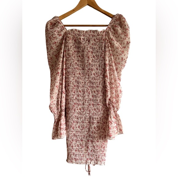 Princess Polly Azure Floral Mini Dress Shirred Babydoll Size 2 - Picture 3 of 5